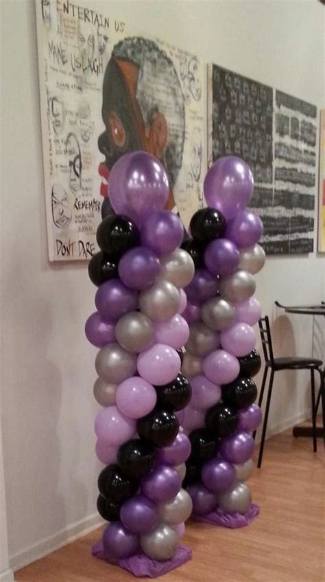 Purple Light Purple Silver And Black Balloon Columns By Extra Pop By