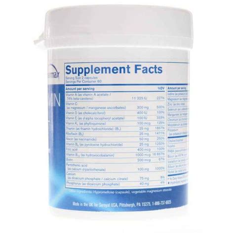 Multivitamin And Mineral Without Copper And Iron Adult Formula Pharmax