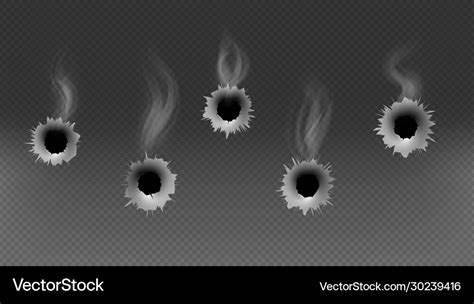 Bullet Holes Shoot Gun Smoke Effect Or Criminal Vector Image