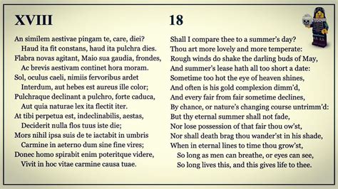 Barton Translation Of Shakespeare Sonnet 18 Via Legonium Rlatin