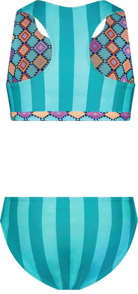 Just Beach Meisjes Reversible Bikini Sporty Ocean Stripe Bol