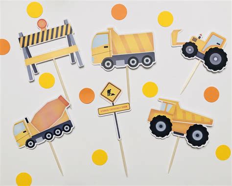 Construction Cupcake Toppers Set De Topper De Pastel De Etsy