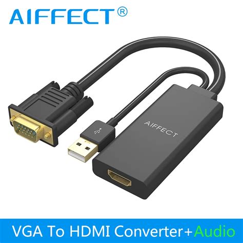 AIFFECT VGA To HDMI Adapter Converter HDMI VGA Adapter 2K 1080P Audio ...