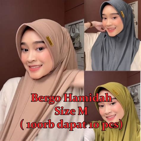 Jual Rb Dapat Pcs Paket Bergo Size M Jilbab Hamidah Label Besi