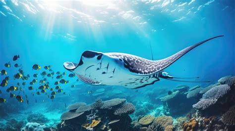 Premium AI Image | A breathtaking shot of a Manta Ray his natural habitat showcasing his ...