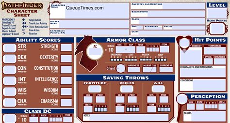 Pathfinder Character Sheet