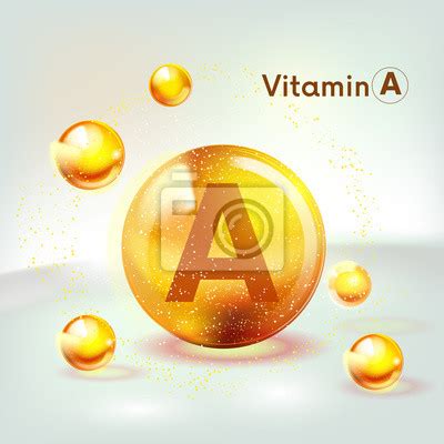 Vitamin A Gold Shining Icon Ascorbic Acid Shining Golden Substance