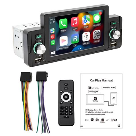 1 Din 5" CarPlay Radio Car Stereo Bluetooth MP5 Player Android-Auto ...