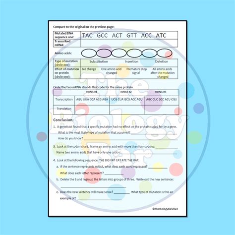 Mutation Practice Worksheet Printable And Digital Made By Teachers