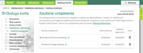 Zaufane urządzenia Dom Maklerski Banku Ochrony Środowiska