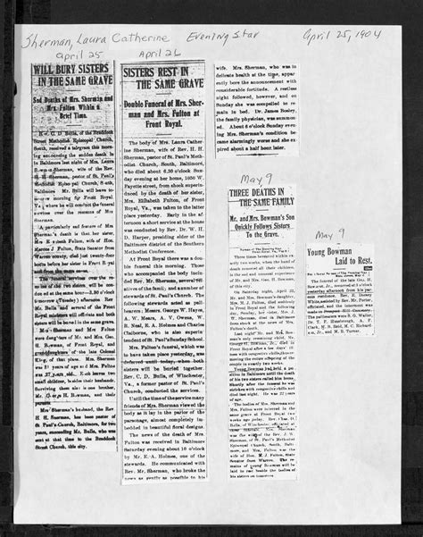 Gene Notes: Virginia, Winchester, Evening Star Obituaries, 1899-1909