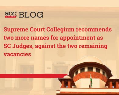 Supreme Court Collegium Recommends Two More Names For Appointment As Sc