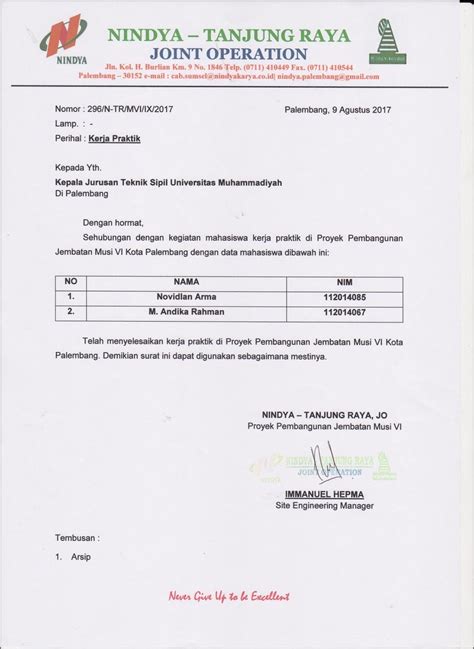 Contoh Surat Keterangan Selesai Pkl Mahasiswa Doc Surat Keterangan Riset