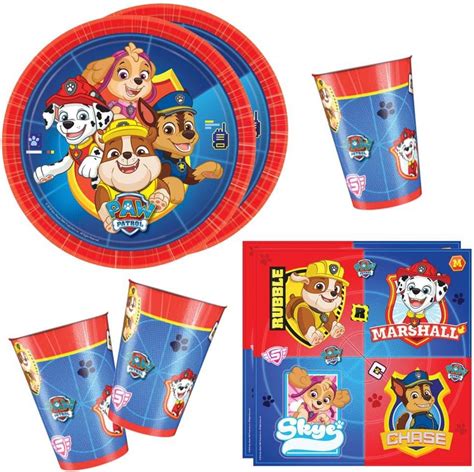 Set Stoviglie Monouso Paw Patrol Piatti Bicchieri Tovaglioli