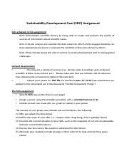 Sdgs Assignment Docx Sustainability Development Goal Sdg Assignment