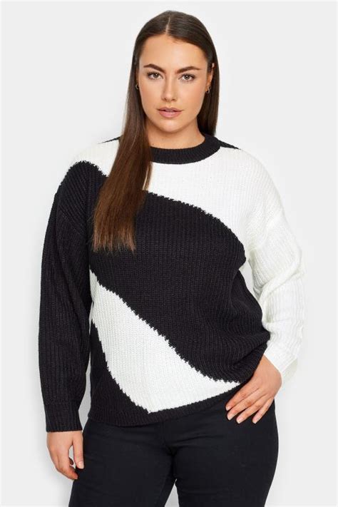 Evans Black Mono Colour Block Jumper Evans