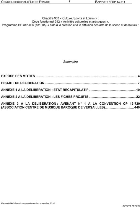 Rapport pour la commission permanente du conseil régional AVRIL 2015