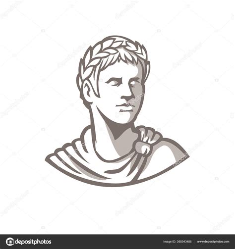 Mascot Icon Illustration Bust Ancient Roman Emperor Senator Caesar Ruler Stock Vector By