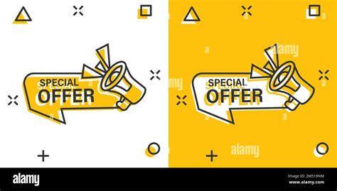 Special Offer Label Icon In Comic Style Megaphone With Discount