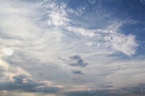 White light soft clouds floating in blue sky. Nature morning landscape ...