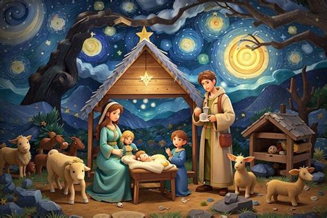 Completo Presepio Pastorale Immagine Della Sacra Famiglia Della Nascita