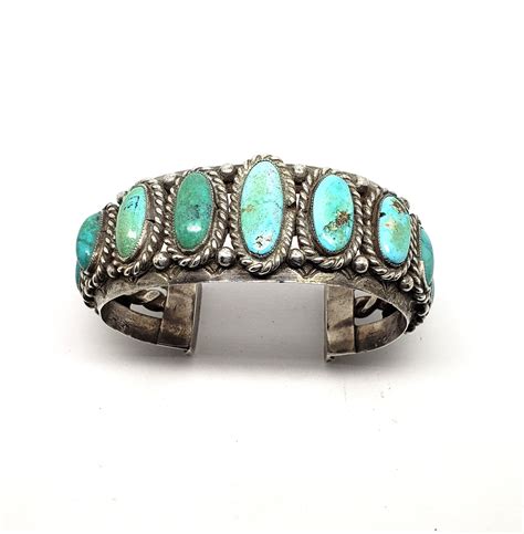 Vintage Navajo Genuine Turquoise Cuff Bracelet Very Heavy Etsy