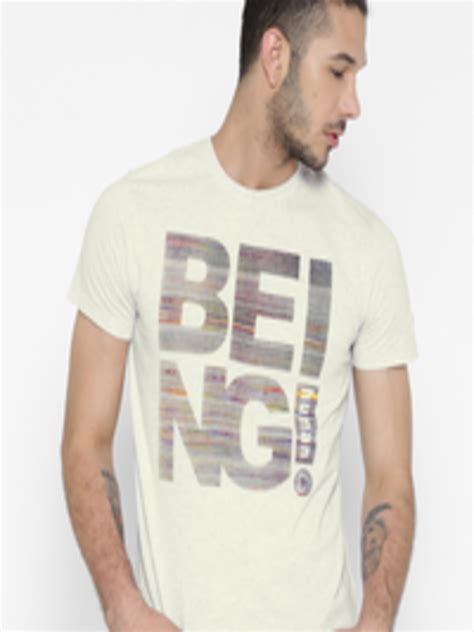 Buy Being Human Clothing Men Grey Melange Printed Pure Cotton T Shirt