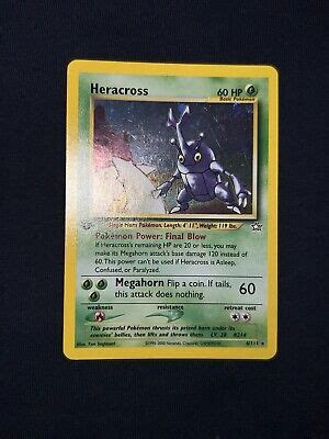 St Edition Heracross Neo Genesis Pokemon Card Holo Rare Near