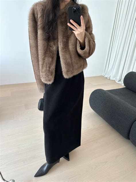 Louise Faux Fur Jacket In Cocoa — Saison