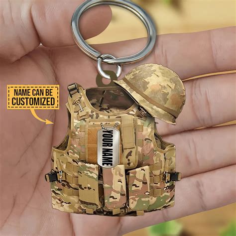 Tactical Vest Personalized Keychain Military Keychain Veteran T