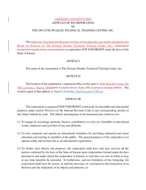 Fillable Online Amended And Restated Articles Of Incorporation Of The