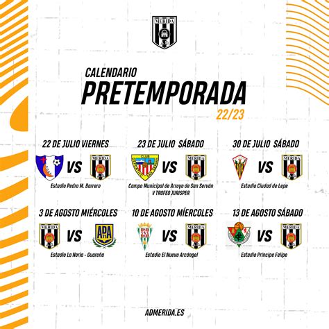 Calendario de pretemporada 22/23 – AD Mérida