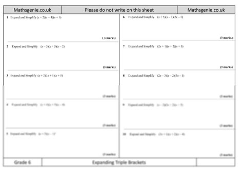 SOLUTION: Expanding triple brackets gcse worksheet - Studypool 