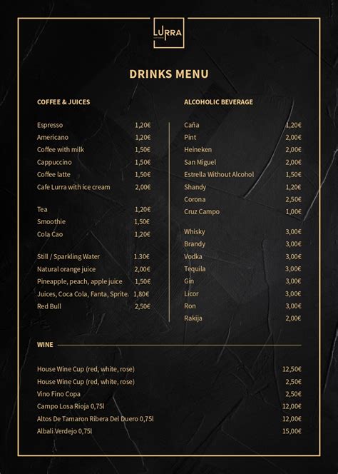 Free Printable And Customizable Bar Menu Templates Canva 43 Off