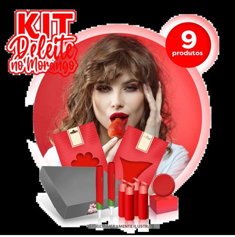 Kit Deleite Produtos Eróticos de Morango Itens DSS DSS Sex Shop