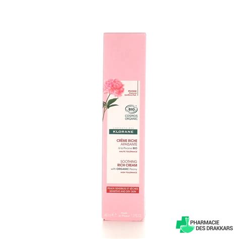 Klorane Pivoine Crème riche apaisante bio Peau sèche sensible