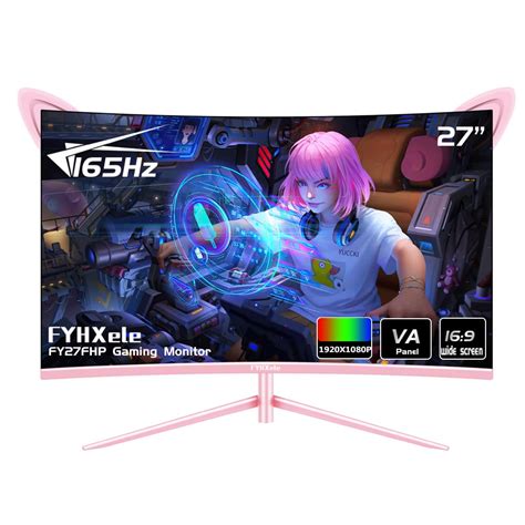 FY27FHP Pink Monitor 27 Inch Curved Gaming 165Hz Support 144Hz 1800R