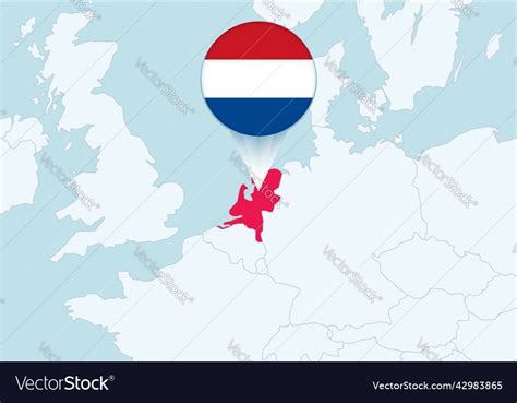 Europe with selected netherlands map Royalty Free Vector