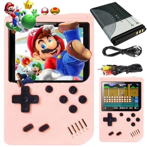 Różowa Przenośna MINI Konsola GameBox Plus 500 gier w 1 - MARIO BROS ...