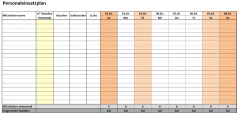 Personaleinsatzplan Excel