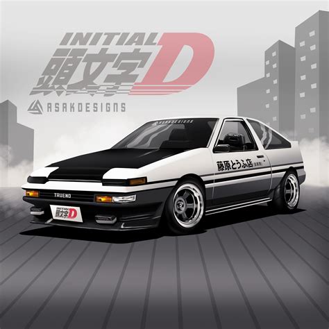 Artstation Initial D Toyota Ae86 Illsutration