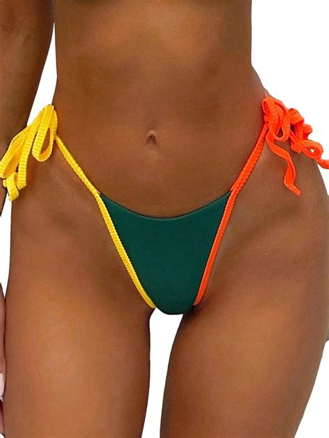 Amazon COZYEASE Women S Color Block Binding Bikini Bottom Side Tie Contrast Swimsuit