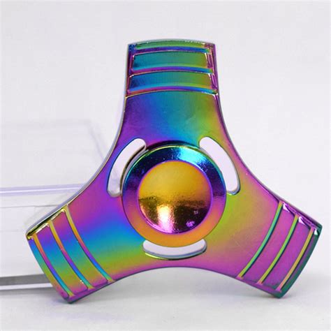 Rainbow Aluminium Metal Fidget Tri Spinner Stress ADHD Autism Finger