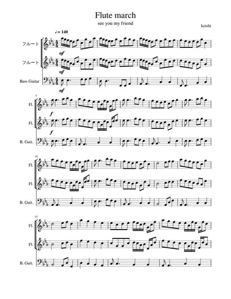 Flute March Sheet Music For Flute Bass Mixed Trio