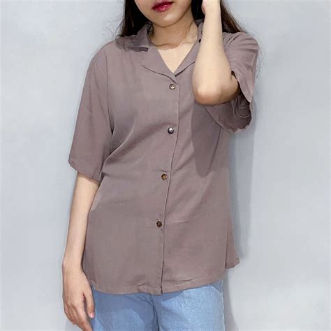 Milo Shirt Milo Top Nude Top Kemeja Milo Kemeja Nude Fesyen