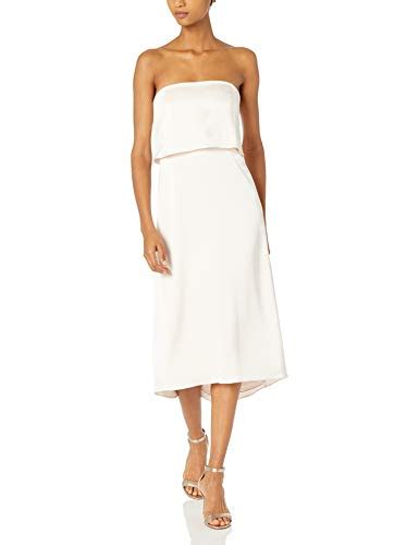 Halston Heritage Womens Strapless Tiered Satin Dress