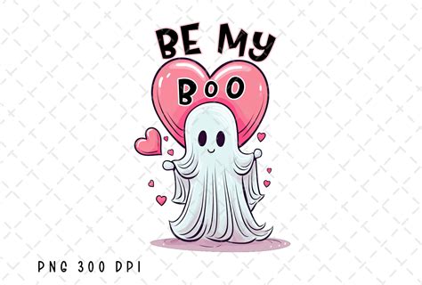 Be My Boo Ghost Heart Valentines Day Png Graphic By Flora Co Studio