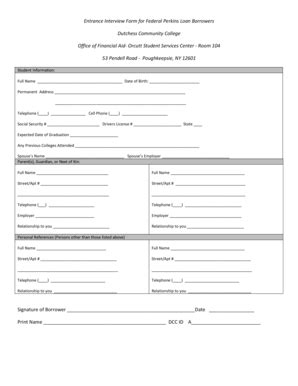 Fillable Online Sunydutchess Entrance Interview Form For Federal