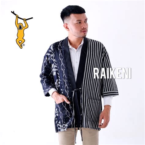 Jual Raikeni Kimono Kuroba Hitam Kimono Outer Tenun Batik Shopee