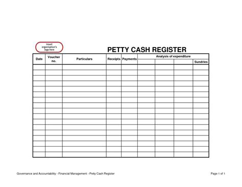 Petty Cash Receipt Template Excel